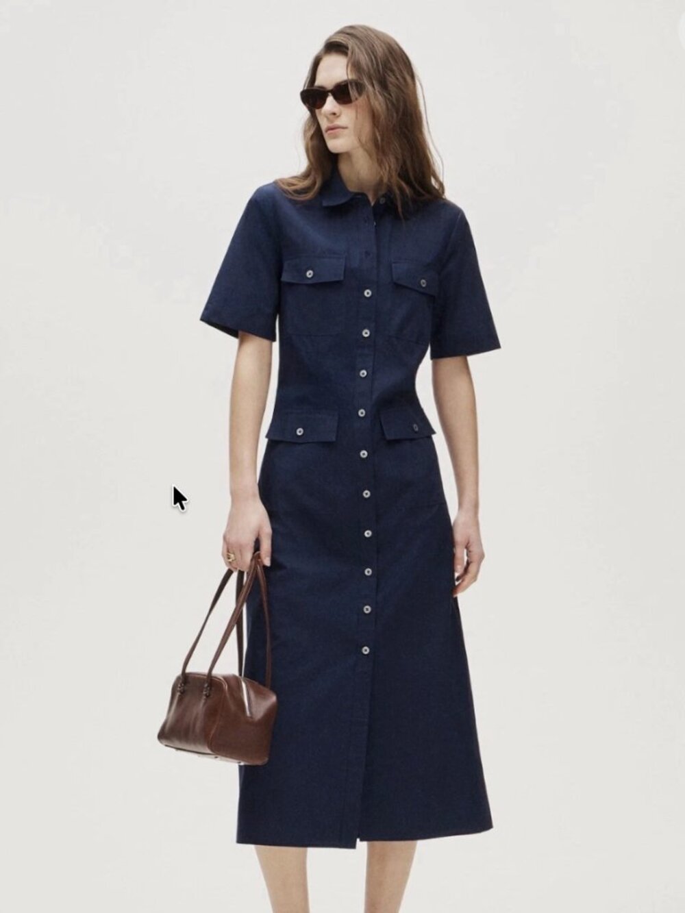 J CREW 100% Cotton Dark Ink Blue Navy Utility Midi Shirt Dress 8 $ 188